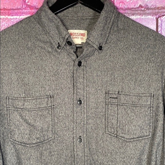 Men's Gray Button-Up Shirt Casual Mossimo Size Large - Picture 5 of 6